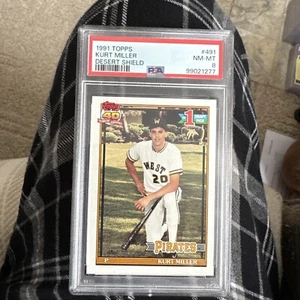 1991 Topps Desert Shield #491 KURT MILLER PSA 8 PIRATES - Picture 1 of 2