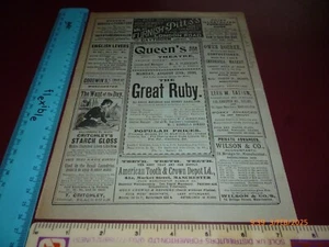 QUEEN'S THEATRE MANCHESTER 1900 EL GRAN RUBÍ PROGRAMA MARIE ILLINGTON *RARO* - Imagen 1 de 5