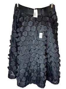Beulah Style Designer Textured Black Midi Skirt~Gold Zipper~Small~New R$169 - Picture 1 of 7