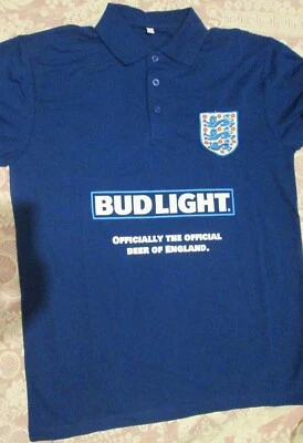 No: 2. England Bud Light Polo Shirt. Small. Blue. Embroidered Lions. New. - Image 1 of 4