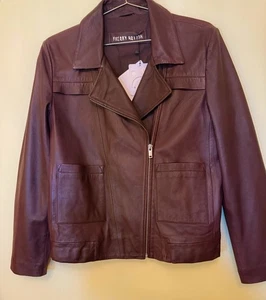 $378 Taglia Small Freaky Nation ❤️Giacca Moto Donna YOOX Borgogna Vera Pelle - Foto 1 di 9