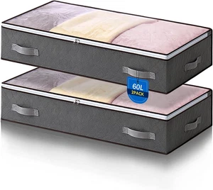 2 Pezzi 60L Contenitori Sottoletto Organizzatore Letto, Salvaspazio Contenitore - Foto 1 di 12