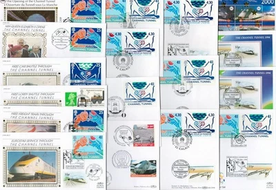 GB QEII Bundle of Channel Tunnel Benham FDC's etc. 1990's. Mixed PMK's etc, etc. - Image 1 of 4