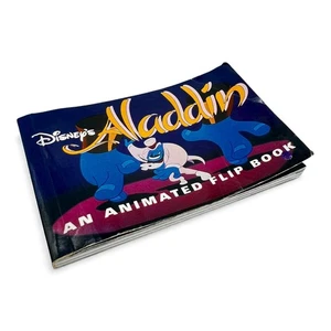 Aladdin Double Sided Flip Book 1992 Miniature Movie Vintage Walt Disney - Picture 1 of 11