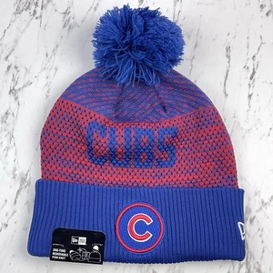 New Era Chicago Cubs Authentic Collection Beanie Hat With Pom NWT MLB - Picture 1 of 5