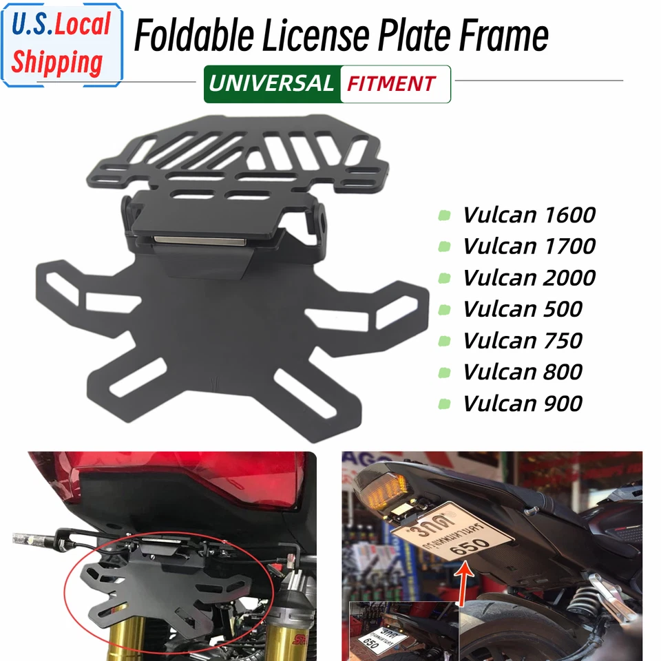 Suporte de placa de licença dobrável universal para Vulcan 500 750 800 900 1600 - Imagem 1 de 4