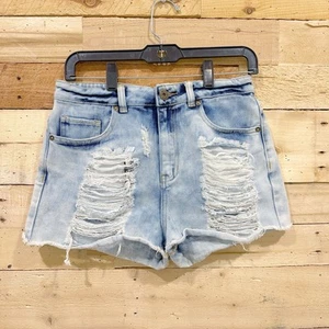 Pacsun Bullhead Mom Shorts Size 9 Distressed High Rise Light Wash Denim Cut Off  - Picture 1 of 8