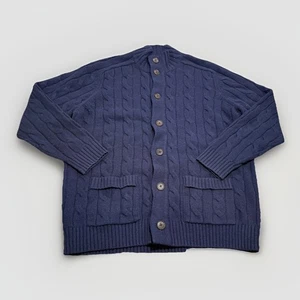 Charles Tyrwhitt Grobstrick Cardigan mit Zopfmuster 100% Geelong Lammwolle XL Blau - Bild 1 von 6