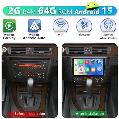 Für BMW 3ER E90 E91 E92 E93 2+64G 9 Zoll Android 15 Autoradio GPS NAVI Wifi RDS - Bild 1 von 4