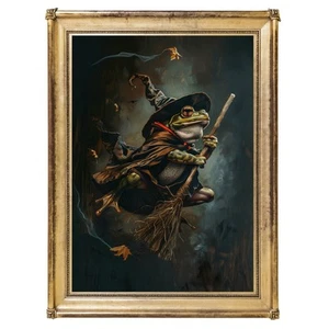 Impresión artística de rana bruja caprichosa - Decoración de pared de animales de fantasía - A4/A3 sin marco - Imagen 1 de 8