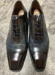 Calzoleria Harris Barneys New York handgefertigte elegante Lederschuhe blau braun 9,5 - Bild 1 von 9