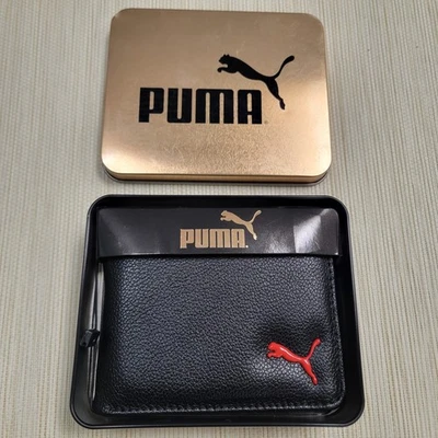 Cartera Puma Sport Designer Para Hombre Estilo Callejero Logo Doble Plegable Negra con Caja de Regalo Foto 1 de 4