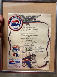 American Freedom Train 1975 Memorabilia - Signiertes Zertifikat. Patch, Ticket Stub - Bild 1 von 8