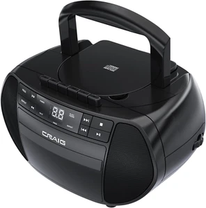 Boombox CD portatile a caricamento superiore con lettore/registratore di cassette radio stereo AM/FM - Foto 1 di 7