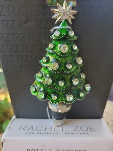 Rachel Zoe Strass grün Emaille Weihnachtsbaum Wein Flaschenverschluss Neu im Karton - Bild 1 von 4