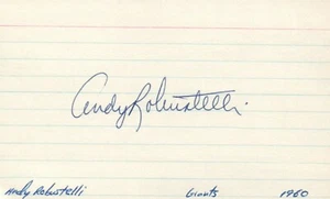 Andy Robustelli NY Giants Football HOF Signed 3x5 Index Card - Picture 1 of 1