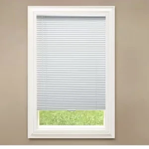 White Cordless Room Darkening Vinyl Mini Blinds with 1 in Slats 19 In W X 72 L - Picture 1 of 10