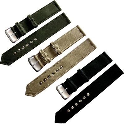 OTAN® Lona Segunda Guerra Mundial 2 piezas Ojales SS Correa de reloj Militar Ministerio de Defensa Ejército Piloto EE. UU. Foto 1 de 4