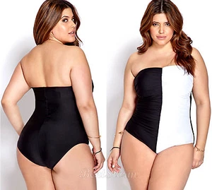 NUEVO Traje de baño Forever 21 1 pieza blanco y negro 1/2 N 1/2 PLUS talla XL NUEVO CON ETIQUETAS - Imagen 1 de 8