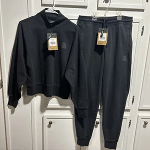 Womens NORTH FACE Highneck Sweatshirt & Jogger Sweatpants Outfit, sz Small NEW!! - Picture 1 of 9