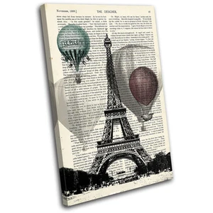 Paris Shabby Chic Landmarks SINGLE CANVAS WALL ART Picture Print - Picture 1 of 1