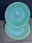 SET OF 2 VINTAGE FIRE KING JADEITE ALICE PATTERN SAUCERS PERFECT CONDITION
