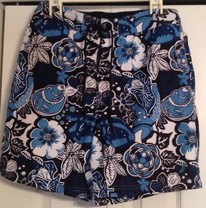 NAUTICA Costume da bagno uomo pantaloncino tavola stampa hawaiana 34" vita blu/bianco usato in ottime condizioni - Foto 1 di 4