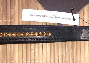 CAVALLO Stirnband Leder STRASS schwarz SWAROVSKI gold GP Großpony NEU %%% TOP - Picture 1 of 5
