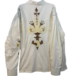 Royal Prestige Shirt Men's 6XL Cream Color Embroidered Button Up Long Sleeve - Picture 1 of 17