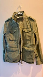 Lucky Brand Waxed M-65 Field Jacket Mens Size Large Green Full Zip Packable - Picture 1 of 8