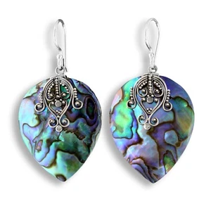 5cm Perlmutt Muschel Ohrringe Abalone Hänger ECHT 925er Silber Schmuck SER208 - Bild 1 von 1