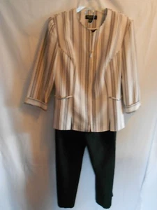 Perceptions New York Size 10 Women's 3-Piece Pants Suit Beige/Black - Picture 1 of 12