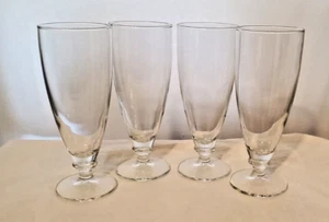 4 Clear Glass Footed Stemmed Barware 8.5" Tall Glasses Beer Water Iced Tea Pint - Picture 1 of 24