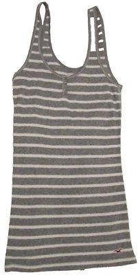 CAMISETA SIN MANGAS DE COLECCIÓN Y2K HOLLISTER GRIS/BLANCO A RAYAS PARA MUJER TALLA M ¡ENVÍO GRATUITO! Foto 1 de 4