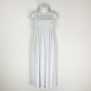 Boohoo white stretch jersey shirred bust casual maxi summer dress size 10 - Picture 1 of 4