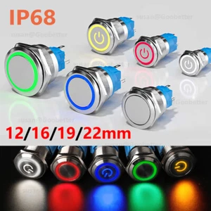 Metal Switch Push Button Momentary Latching LED Illuminated 12/16/19/22mm Hole - Picture 1 of 30