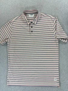 Linksoul Luxury Cotton Short Sleeve Striped Golf Polo Shirt (Men's Medium) Tan - Picture 1 of 11