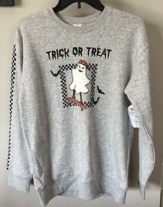 Wonder Nation Halloween Trick or Treat Gray Sweatshirt-Kids Size XXL (18) NEW - Picture 1 of 3