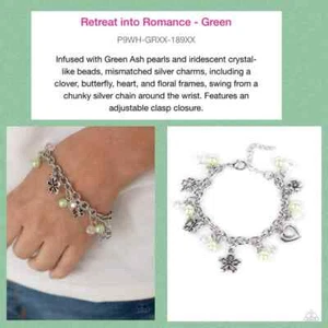 Paparazzi "Retreat Into Romance" Green🔥IRIDESCENT Charm Bracelet 🔥LQQK🔥 - Picture 1 of 7