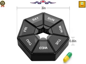Caja organizador de medicamentos para tabletas de 7 días dispensador diario semanal estuche de almacenamiento - Imagen 1 de 11