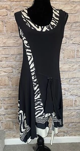 Joseph Ribkoff Black Beige Stretchy Jersey Animal Print Sleeveless Dress UK 10 - Picture 1 of 14
