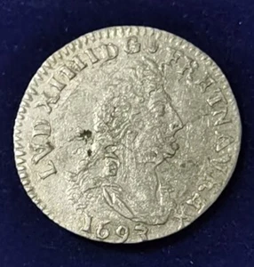 rareté ! ♦ louis XIV ♦ 4 Sols aux deux L ♦ 1693 M Couronnemée♦ Metz ♦ ARGENT R3 - Imagen 1 de 2