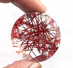 80-100 Ct Best Rutilated Red Quartz EGL Round Cut Loose Gemstone Lab-Created DNL - Picture 1 of 7