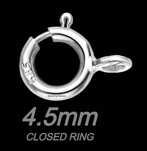 4.5mm 14k White Solid Gold Spring Ring Clasp CLOSED Jump Ring RHODIUM USA MADE - Picture 1 of 4