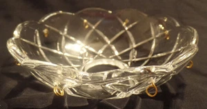 NEW 4" Pressed Glass Round Lamp Prism Chandelier Bobeche w/ 8 Brass Pins #BB909 - Picture 1 of 12