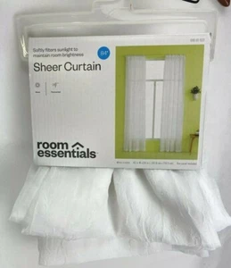 Room Essentials Sheer Curtain White Crinkle One Panel 40" X 84" New In Open Box - Picture 1 of 11