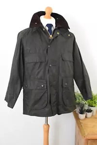 BARBOUR Vintage 4 Pocket Bedale A100 Wachsjacke Größe Large 40S/50S Salbei Kurz - Bild 1 von 17