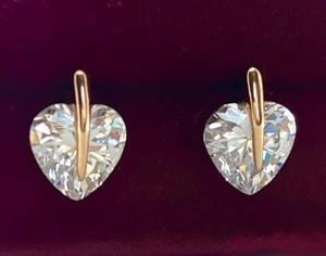 Luxus Herz Ohrringe Ohrstecker Zirkonia Kristall 750er Rolled Gold 18K vergoldet - Bild 1 von 8