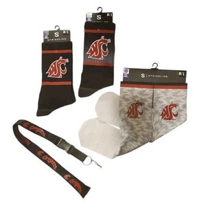 Washington State Cougars Strideline 3 Pair Socks, Lanyard Keychain Lot - Picture 1 of 1