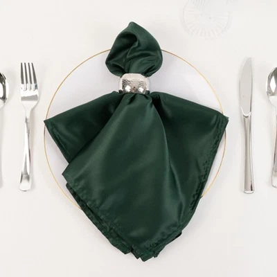 5 Hunter Green Silky Lamour Satin 20x20" Wedding NAPKINS Party Table Linens - Image 1 of 4